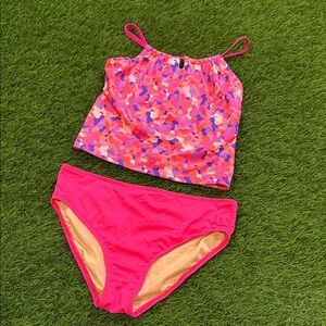 Lands End Girls Tankini Swim Suit Set